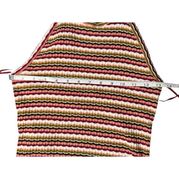 AE American Eagle Women's Striped Ribbed Halter Crop Top Multi Color Size Medium - Picture 11 of 15